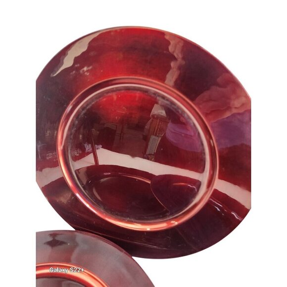 Decorative Dark Red Burgundy Plastic Charger Plates 14 inch Set Of 4 - Picture 2 of 8